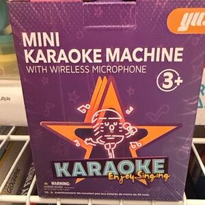Purple Mini Karaoke Machine with Wireless Microphone